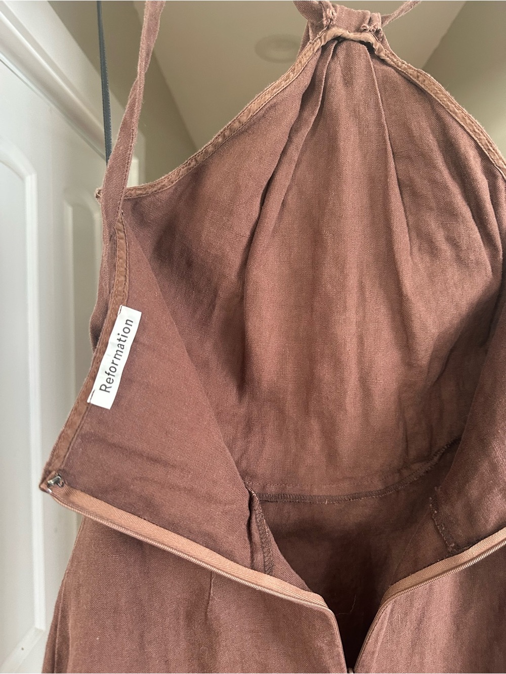 Reformation Santino Brown Halter Midi Dress - Picture 4 of 6